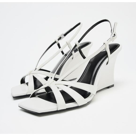 RARE!!! ZARA White Strappy Wedge Heels NWT - Picture 4 of 15